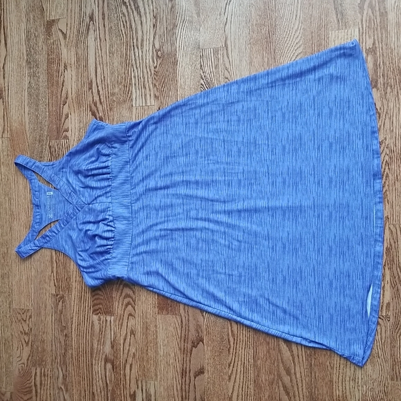 (M) Outdoor Lifestyle Heathered Empire Waist Fit & Flare Racer Back Dress - Picture 1 of 7